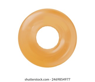 Realistic yellow Inflatable circle on isolated background. Swim ring, water donut, floatie, rubber ring on white background.