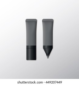 Realistic yellow marker pen. Mock Up