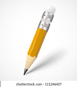 Realistic yellow pencil icon. Vector illustration