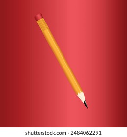 Realistic Yellow Pencil Vector Illustration isolated on red background. EPS Editable file.