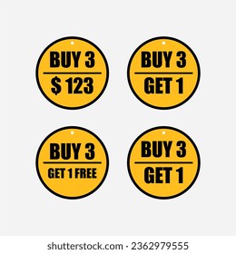 Realistic yellow price tags collection. Special offer or shopping discount label.