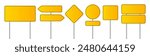 Realistic yellow road sign. Isolated signal tables. Blank street traffic symbols, stopping boards. Signaling plates vector set. Signal road for control traffic collection illustration