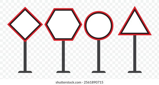 Realistic yellow road sign. Isolated signal tables. Blank street traffic symbols, stopping boards. Signaling plates vector set. Signal road for control traffic collection illustration. eps 10.