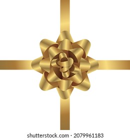 Realistic yellow shiny bow vector isolated on white background.
