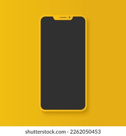 Plantilla de mockup del vector de dispositivo inteligente amarillo realista