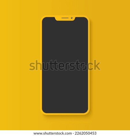 Realistic Yellow Smartphone Device Vector Mockup Template