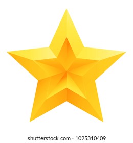 Realistic yellow star isolate on white background. 3D icon Realistic Design. Vector illustration