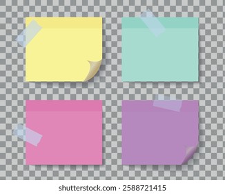 Realistic yellow sticky notes isolated with real shadow on white background.