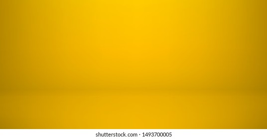 Realistic yellow studio wall, Empty light room interior in minimal 3d. Vector floor, horizontal realistic empty abstract studio room or shelf, vector background.