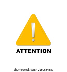 Realistic yellow triangle warning sign vector illustration. Attention yellow sign with 3d style on white background.