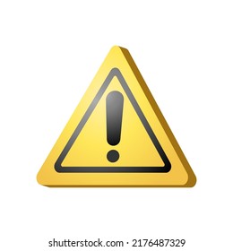 Realistic yellow triangle warning sign vector illustration.