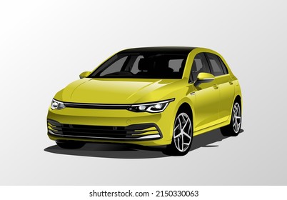 Realistic Yellow Vector 3D Car