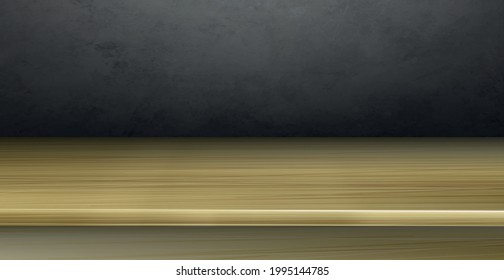 Realistic yellow wood table top on gray background - Vector illustration
