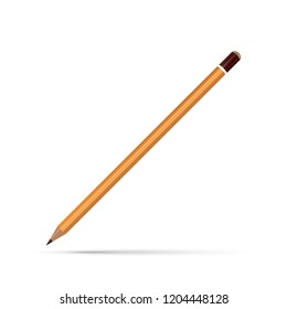 Realistic yellow wooden pencil on white background. Vector illustration EPS 10