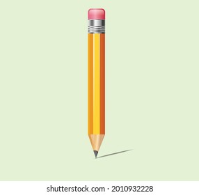 realistic yellow wooden pencil with rubber eraser vector