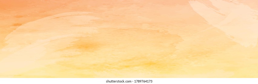 Realistic yellow-orange watercolor panoramic texture on a white background - Vector