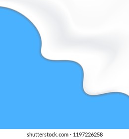 Realistic yogurt white texture. Mayonnaise sauce. Liquid creamy texture isolated on blue background. Vector illustration.