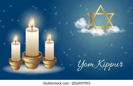 Realistic Yom Kippur banner. Yom Kippur symbols. vector illustration