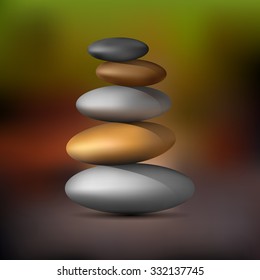 Realistic Zen stone tower. Vector EPS10