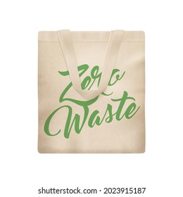 Realistic zero waste eco kitchen composition with isolated image of cloth bag for shopping vector illustration