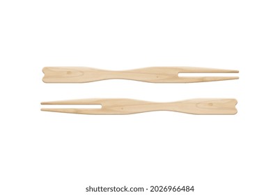 Composición de cubiertos de madera de cocina ecológica de basura cero realista con imagen aislada de palos de madera de cuchillos ilustraciones vectoriales