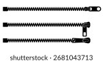 Realistic zipper pull vector icon. Isolated sketch of open metal zip for clothes jacket or bag. Flat fashion accessory illustration with teeth design for textile or apparel template.