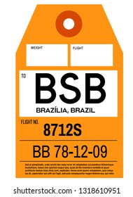 Brasília realistically looking airport luggage tag
