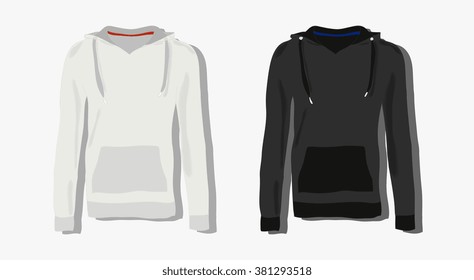 realistically painted hoody, beautiful hoody in flat style