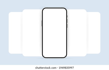 Realistick smartphone with carousel screen mock up. Screenshoot concept. Can be used for business, marketing and advertising. Vector EPS 10. Isolated on white background.