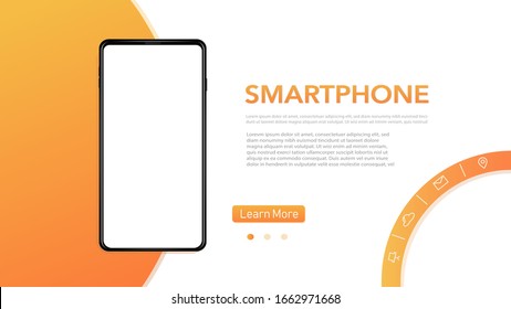 Realistick smartphone mockup can be a template for infographics or presentation of interface.views. Vector mobile device concept. Frame less smartphone. Vector Illustration UI/UX design