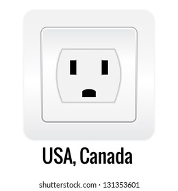 Realistick socket illustration isolated on white. USA, Canada type.