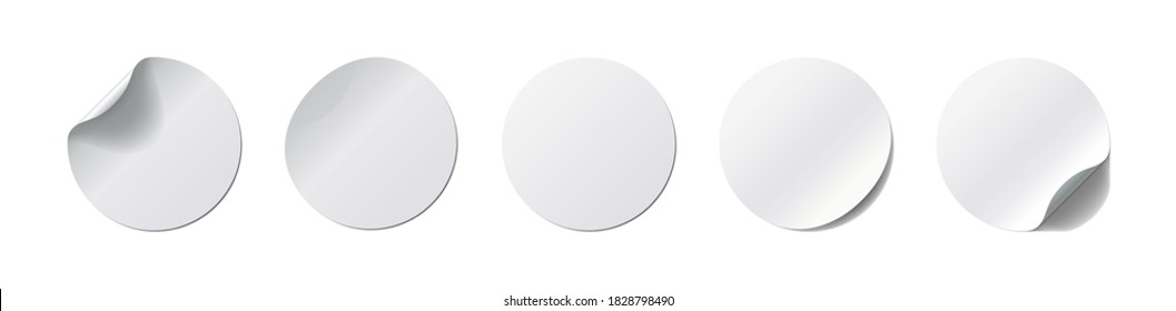 Realistick stickers set. Round label with curved corner and shadow on white background. Vector illustration