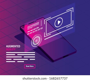 reality augmented technology with smartphone vector illustration design