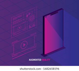 tecnología de realidad aumentada con diseño de ilustración de smartphone vectorial