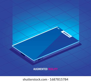 reality augmented technology with smartphone vector illustration design