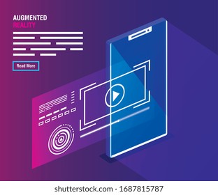 reality augmented technology with smartphone vector illustration design