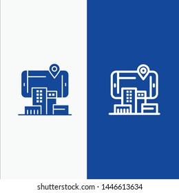 Reality, City, Technology, Augmented Line and Glyph Solid icon Blue banner Line and Glyph Solid icon Blue banner
