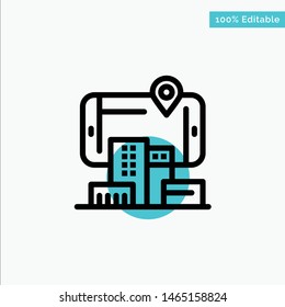 Reality, City, Technology, Augmented turquoise highlight circle point Vector icon. Vector Icon Template background