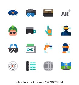 reality icon set. vector set about ar glasses, augmented reality, bionic contact lens and virtual reality icons set.