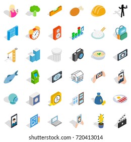 Reality icons set. Isometric style of 36 reality vector icons for web isolated on white background