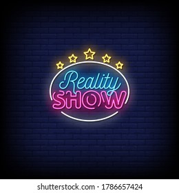 Reality Show Neon Signs Style Vector de texto