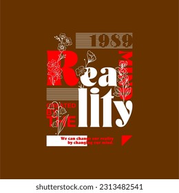 reality slogan simple vintage vector