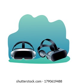 reality virtual masks technology accessories vector illustration design
