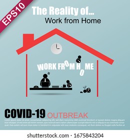 The Reality of Work from home in COVID-19 virus outbreak, social distancing company allow employees to work at home and look after children to prevent virus infection