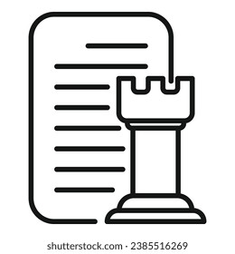 Realization chess tower icon outline vector. Balance training. Success mentor vision