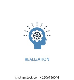 realization concept 2 colored icon. Simple blue element illustration. realization concept symbol design. Can be used for web and mobile UI/UX