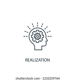 realization concept line icon. Simple element illustration. realization  concept outline symbol design. Can be used for web and mobile UI/UX