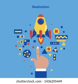 Realization concept. Successfull Start up symbol.