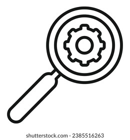 Realization gear magnifier icon outline vector. Mental balance search. Goal success