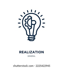realization icon from general collection. Thin linear realization, business, idea outline icon isolated on white background. Line vector realization sign, symbol for web and mobile